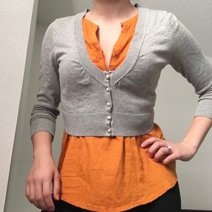 Grey cropped cardigan 3/4 sleeve